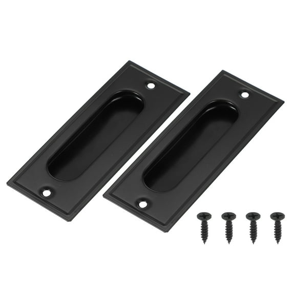 Uxcell 2 Pcs Finger Flush Pulls, 4.3" Stainless Steel Rectangle Sliding Door Handle Recessed Pocket Door Pull with Screws for Home Bathroom Barn Closet Window, Black