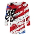 thumbnail image 5 of Patriotic T Shirts American Flag Shirt 4th of July Tee Shirt Fourth of July T Shirts Women Women's Fashion Tees Casual Crewneck 3/4 Sleeve Loose T Shirt Ladies Blouses Shirts, 5 of 5
