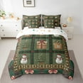 thumbnail image 2 of Manfei Kids Winter Snowman Twin Bedding Sets 7-Piece, Vintage Christmas Buffalo Bedding Comforter Set, Green Geometric Reversible Sheet Sets, Microfiber Bedroom Decor, 2 of 7