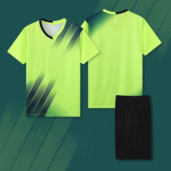 ITSAME Boys Performance Top and Shorts Athletic Sets, Active Fit Quick-Dry Lightweight Summer Football Training Sets 2-Piece Green 13T