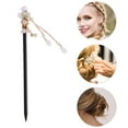 thumbnail image 3 of Unique Bargains 1 Pc Hair Chopstick Classic Three-petal Flower Hair Hairpin Black Pink White, 3 of 5