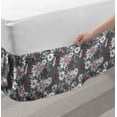 thumbnail image 2 of Floral Bed Skirt, Spring Season Illustration with Greyscale Backdrop Nature Composition, Elastic Bedskirt Dust Ruffle Wrap Around for Bedding Decor, 4 Sizes, Pale Grey Vermilion Grey, by Ambesonne, 2 of 2