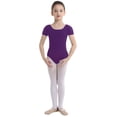 thumbnail image 4 of YONGHS Kids Girls Short Sleeves Cotton Ballet Leotard Gymnastics Sports Exercise Bodysuit Dancewear Dark Purple 4, 4 of 6