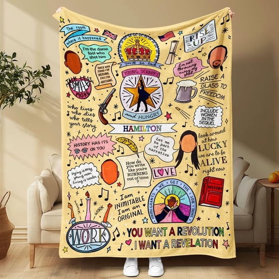 Hamilton Theme Soft Flannel Blanket, All-Season Comfort, Perfect for Boys Girls Family Halloween Christmas Birthday Gift
