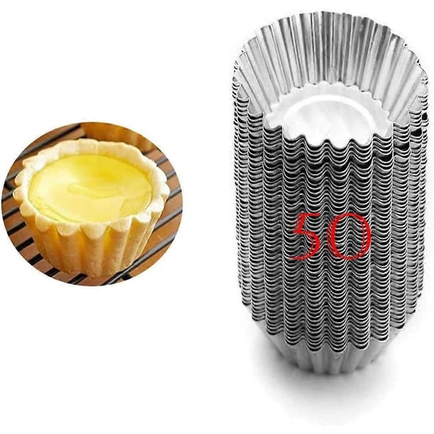 50 Pack Tart Molds For Baking, Cupcake Cake Muffin Molds Tin Pan Baking Tools Non Stick