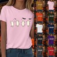 thumbnail image 4 of idosla Halloween T-Shirt for Women Cute Cat Graphic Print Tee Shirt Solid Color Vintage Short Sleeve Casual Loose Fall (Grey, XXL), 4 of 9