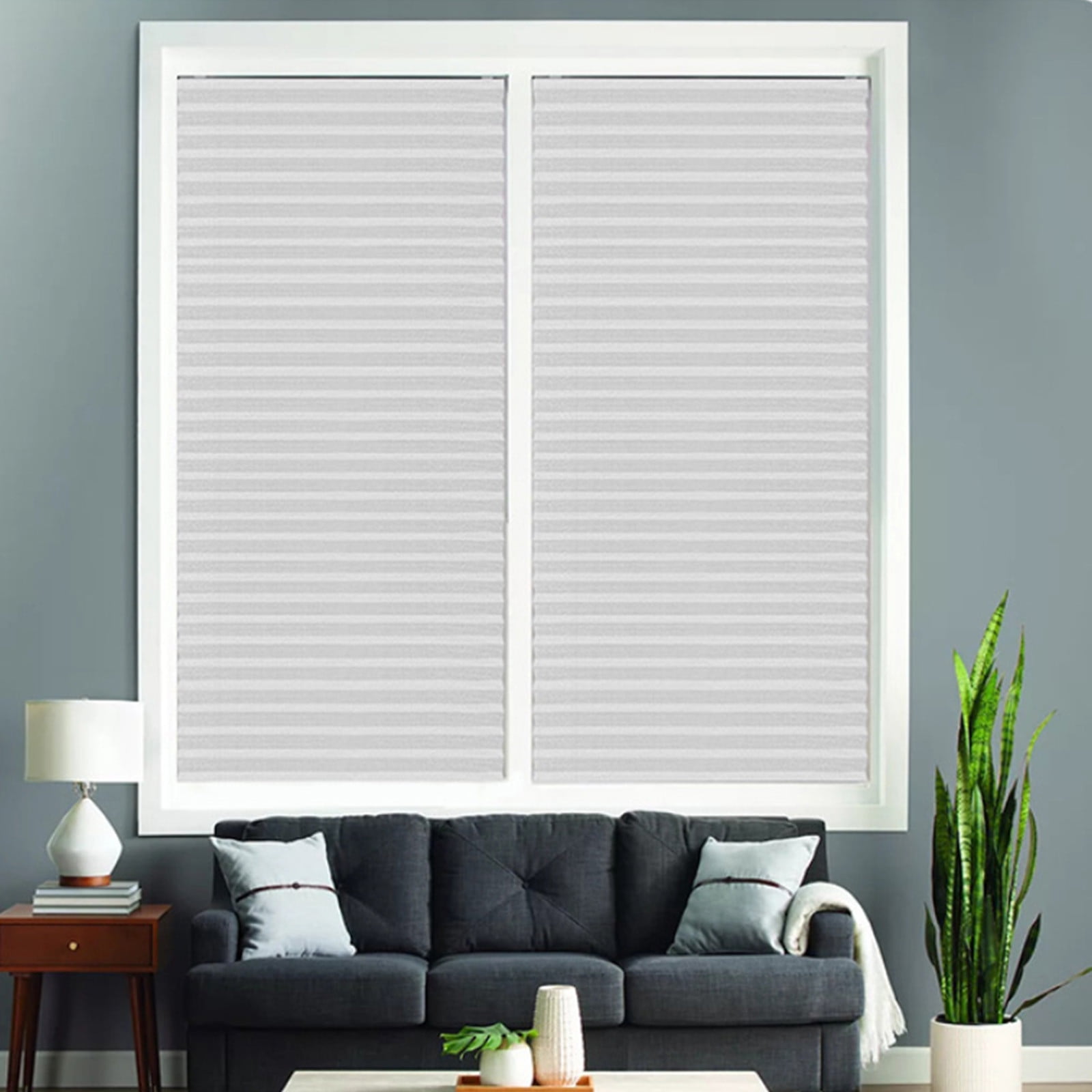 4Pcs Window Blinds Cordless Blackout No Drill Cut to Size Clip On Stick On Self Adhesive Temporary Blinds Pleated Paper Blinds for Windows Doors Shades for Home Nursery Bedroom Kitchen Bathroom