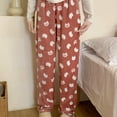 thumbnail image 2 of SGMVNU Pajama Pants for Women Fuzzy Flannel Loungewear Pants Cartoon Printed Comfy Warm Sleepwear Elastic Waist Winter Sleepwear Bottom(Brick Red, 2XL), 2 of 4