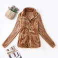 thumbnail image 2 of Womens Full Zip Up Sherpa Lapel Fuzzy Fleece Jacket Oversized Fluffy Coat, 2 of 4