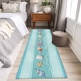 thumbnail image 4 of Teal Summer Coastal 2'x6' Runner Rugs for Hallway Kitchen Bedside Non Slip Washable, Modern Ocean Waves Starfish Shell Entryway Rug Runners with Rubber Backing, Long Carpet Runner for Laundry Room, 4 of 8