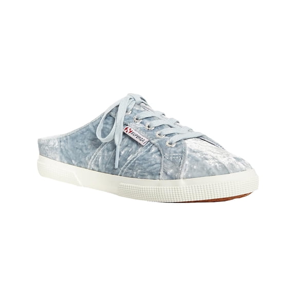 Superga Womens Velveta Cotton Lace-Up Sneakers Blue 8.5 Medium (B,M)