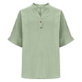 thumbnail image 3 of Going Out Tops for Women Stand Collar Solid Color Button Down Loose Casual Shirt Tops Summer Tops, 3 of 9