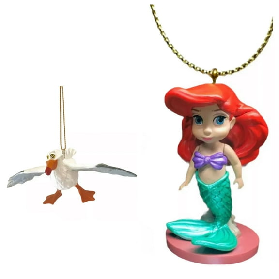 Princess Ariel Baby Toddler & Scuttle PVC Ornament Charm Figure Little Mermaid