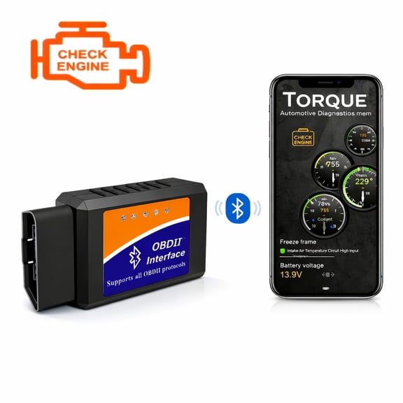 Q&Q BASICS OBD2 Scanner Bluetooth, Auto Fault Code Reader Tool, Bluetooth OBD2 Scanner, Blue Driver OBD2 Scanner for Car Diagnostic Interface