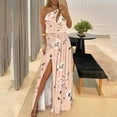 thumbnail image 2 of USSUMA Women One Shoulder Hollow Slit Long Dress Elegant Sleeveless High Waist Party Ruched Maxi Dress Floral Shift Sun Dress, 2 of 8