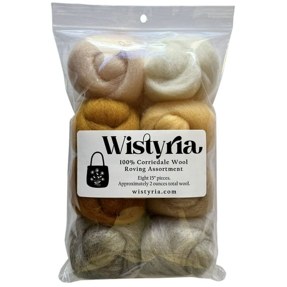 Wistyria Editions 100% Wool Roving - Honeycomb, Pkg of 8