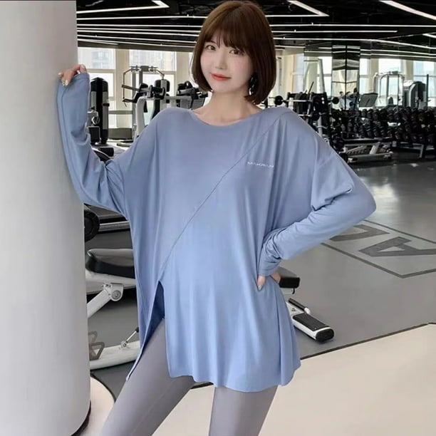 Top deportivo de manga larga para mujer blusa holgada para correr camiseta de secado rapido talla grande para chicas gorditas Walmart en linea