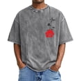 thumbnail image 2 of Washed Vintage T Shirts for Men 2026 Summer Casual Short Sleeve Crewneck Rose Flower Graphic Tees, 2 of 4