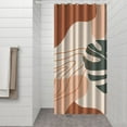 thumbnail image 3 of Small Stall Narrow Shower Curtain 36"W x 72"L – Tropical Bohemian Leaves, Mid-Century Abstract Boho Botanical Bathroom Decor, Vintage Floral Palm Leaf Pattern, Rustic Tribal Folk Style, 3 of 5