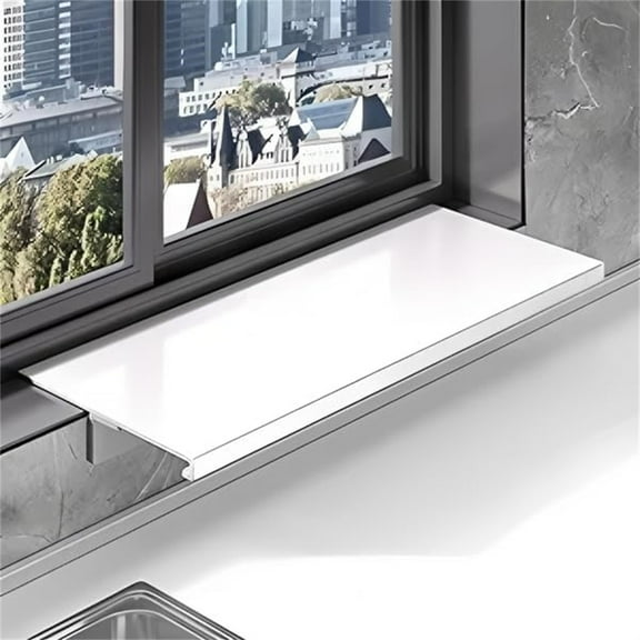 Triani 1Pcs Window Sill Extender Plate 15.74"*7.87" Extension Board with Magnetic Backplane Heavy-Duty Anti-Rust Countertop Extension Board for Kitchen Office(White)