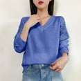thumbnail image 5 of Turilly Women's Fashion Casual Sweaters New Winter Leisure Hollow-Out Long Sleeve Loose V-Neck Bottom Knit Sweater, 5 of 6