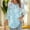 Light Blue, variant on HOMBOM 3/4 Sleeve Blouses for Women Crew Neck Light Blue Blouse Floral Front Pleated Graphic 2025 Shirt