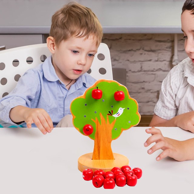 Cameland Magnetic Wooden Apples Tree Toy For Kids - Early Learning Development Hand-Eye Coordination Fine Motor Skills Building Safe Educational Toy Gift