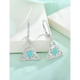 thumbnail image 5 of VESITIM Sterling Silver Celtic Knot Leverback Earring Created Green Heart Opal Dangle Drop Earrings Triangle Trinity Knot Women Jewelry, 5 of 7