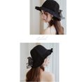 thumbnail image 3 of Qarigey Sombrero de paja con lazo, tejido ahuecado hecho a mano, cinta parasol para mujer, accesorios de verano Sombreros Negro, 3 of 6