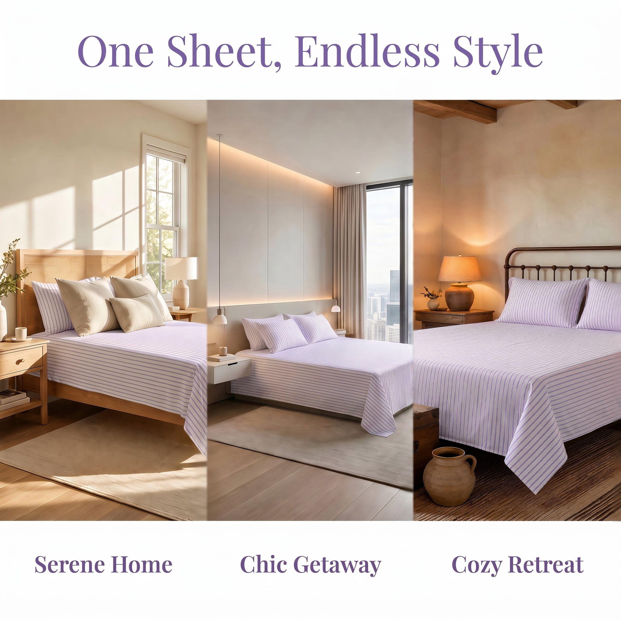 Unique Bargains Ployester Bed Soft Flat Sheet Cozy Bedding for Bedroom Purple 63"x91"
