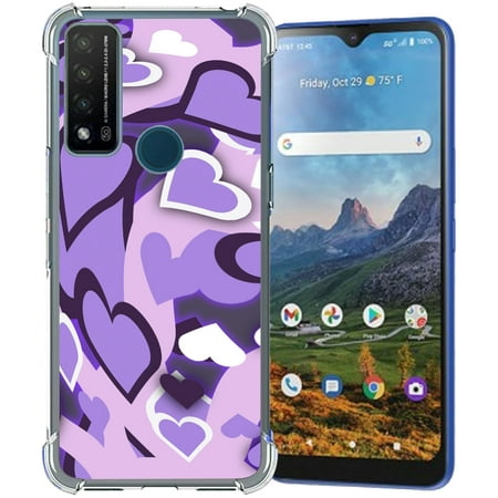 TalkingCase Slim Phone Case Compatible for Cricket Dream 5G, AT&T Radiant Max 5G/Fusion 5G, Purple Love Hearts Print, Lightweight, Flexible, Soft, USA