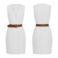 thumbnail image 4 of ClodeEU Women's V Neck Sleeveless Midi Work Dress with Waist Belt，Business Casual Office Dress White,Women's Plus S, 4 of 7