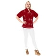 thumbnail image 5 of HAPPY BAY Women's Blouses Button Down Short-Sleeve Tops Bohemian Vacation Beach Hawaiian Shirt Relaxed Fit Shirts For Women S plus-size Santa, Red, 5 of 5