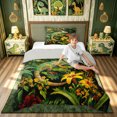 thumbnail image 2 of meiyoeat Jungle Flower Lizard Twin Comforter Sets for Boys Girls Kids, Tropical Rainforest Wildlife Bedding Set, Green, Grey Reversible, 2-Piece, 1 Comforter and 1 Pillowcase, 2 of 6