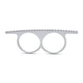 thumbnail image 6 of Round Cut Sparkling White Cubic Zirconia Sideway Bar Two Finger Ring In 14k White Gold Over Sterling Silver Ring For Women Ring Size-6.5, 6 of 7