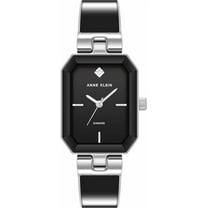 Anne Klein Women's Genuine Diamond Dial Bangle Watch AK/4163BKSV Square Black