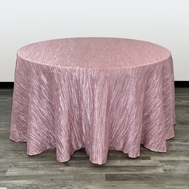 132 Inch Round Crinkle Taffeta Tablecloth Dusty Rose