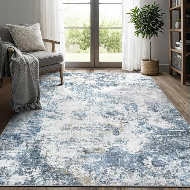 Living Room Area Rugs - x Abstract Large Soft Indoor Washable Rug Neutral Modern Low Pile Carpet for Bedroom Dining Room Farmhouse Home Office -