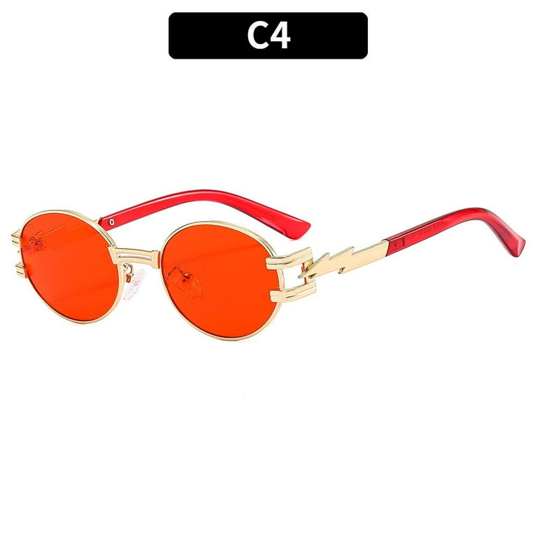 Retro Hip Hop Shades Oval Frame Y2K Sunglasses Cyberpunk Glasses
