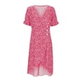 thumbnail image 4 of SRZYMJ Floral Vacation Dresses for Women: Trendy V-Neck Ruched Short/Long Sleeve Dress, 4 of 5
