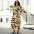 thumbnail image 3 of FKELYI Leopard Print Fall Maxi Dress for Women Long Sleeve A-Line Flowy Dresses with Side Pockets V Neck Casual Dress for Spring Winter, S, 3 of 6