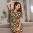 thumbnail image 3 of Kdxio Tropical Fruits Pattern Womens Short Sleeve Sleepshirt Scoopneck Cute Nightdress Ruffle Comfy Nightgown, 3 of 6