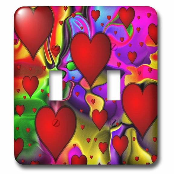 3dRose, Heart abstract with pretty colored background, double toggle switch