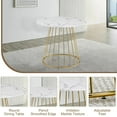 thumbnail image 2 of 35.43" Round Glass Dining Table, Marble Pattern Top and Cage-Like Metal Base, for Kitchen, Dining Room, Small Spaces, 2 of 6