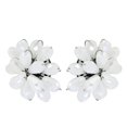 thumbnail image 5 of AeraVida Dazzling Deep White Chrysanthemum Floral Crystal Clip On Earrings, 5 of 5