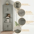 thumbnail image 4 of YouTrend Farmhouse Corner Cabinet with 2 Doors and Adjustable Shelves,Tall Storage Cabinet for Bathroom,Living Room,Kitchen,Gray, 4 of 9