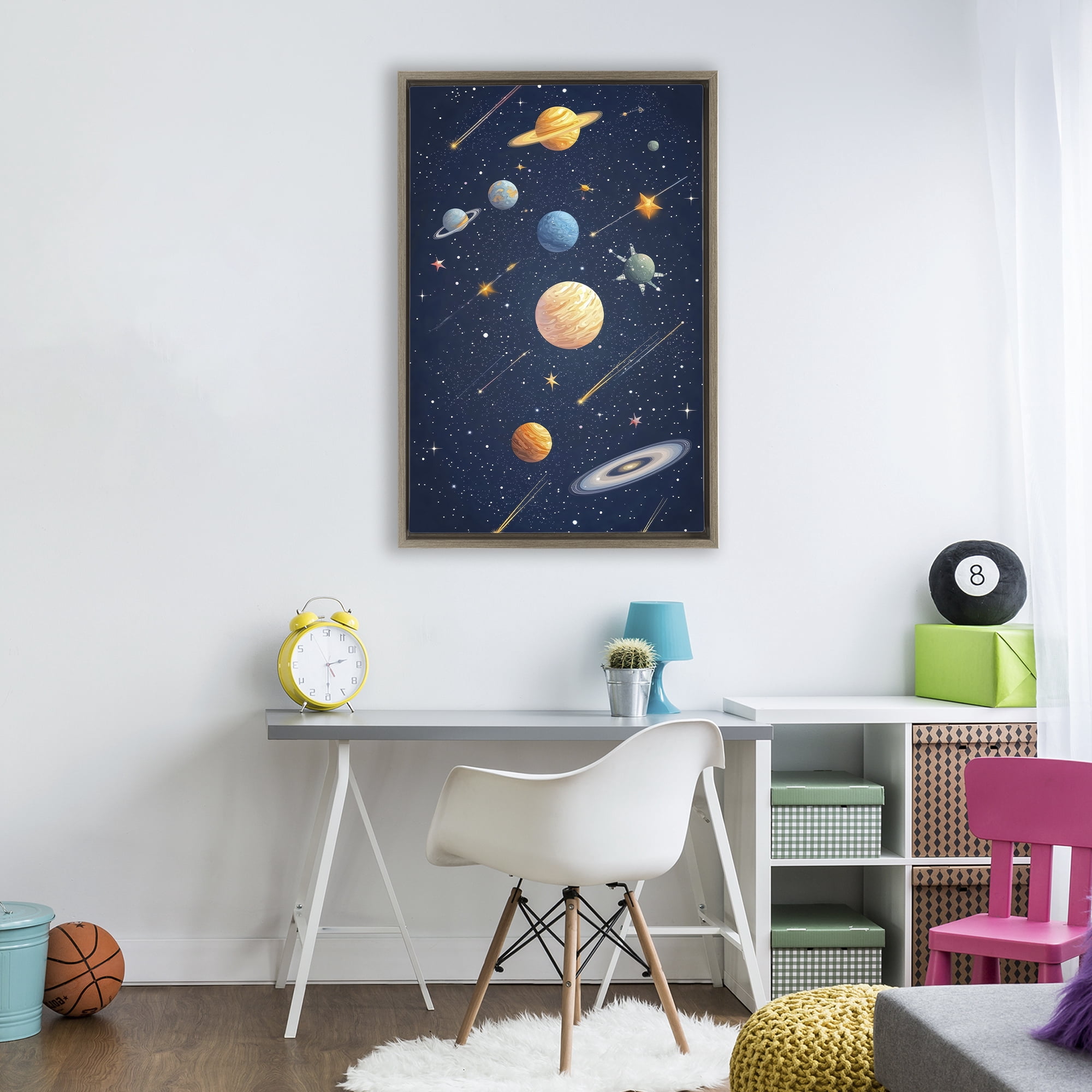 Stupell Industries The Galaxy Composition Brown Framed Floater Canvas Wall Art, design by Creative Studio