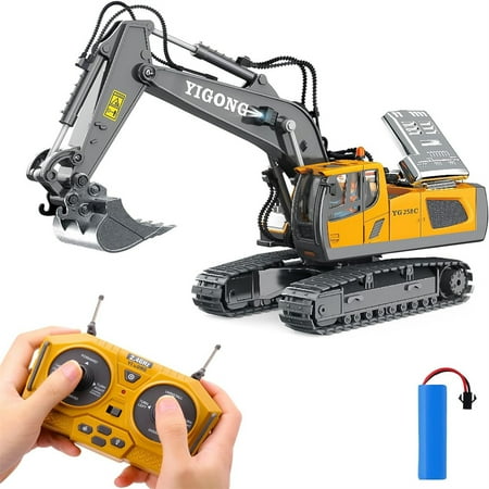 Remote Control Excavator Toys for Kids,11 Channel 1:20 Scale 2.4Ghz Construction Vehicles with Metal Shovel,Lights,Sounds,RC Excavator Gifts for Boys Girls