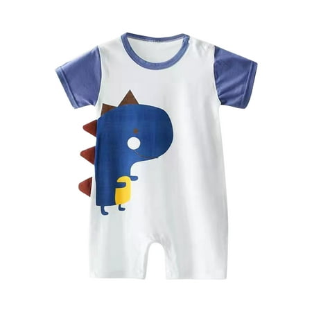 

TUOBARR Newborn Toddler Baby Girls Boys Bodysuit Summer Sleeveless Dinosaur Print One-piece Romper Jumpsuit Blue 3-6 Months