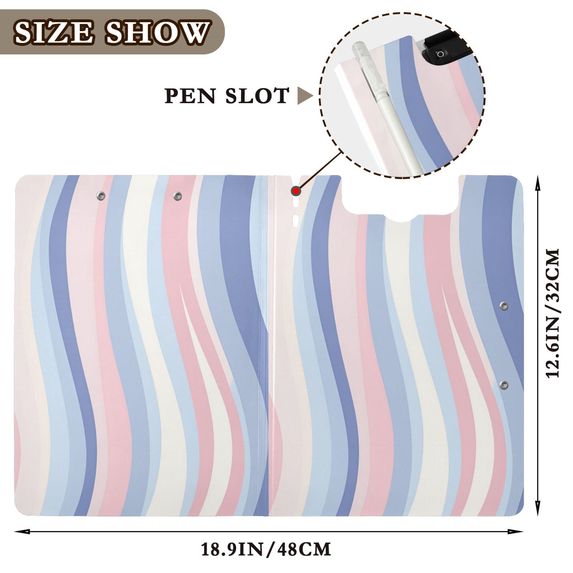 FORMRS A4 Clipboard Folder with Pen Holder Horizontal Foldable School Office Binder, Abstract Pink